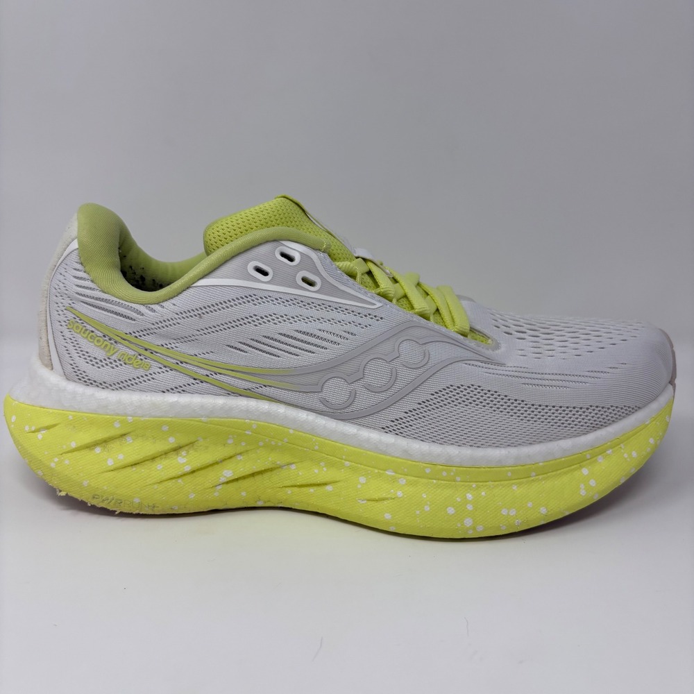 Saucony Ride 18 Women's Size 7 Yellow White Athletic Running Shoes Sneakers